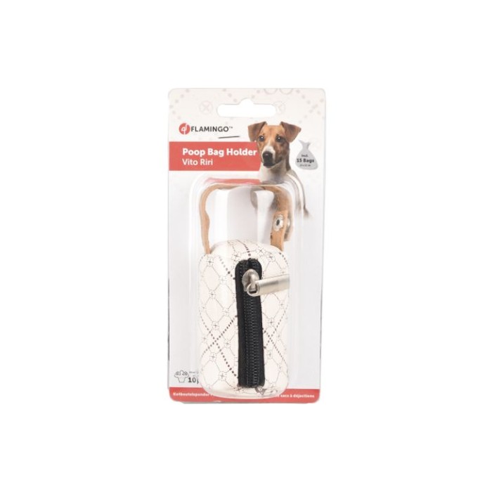 Диспенсер с пакетами для сбора фекалий Flamingo Bag Holder Vito ФЛАМИНГО ВИТО, бежевый, 7.5х4.5 см