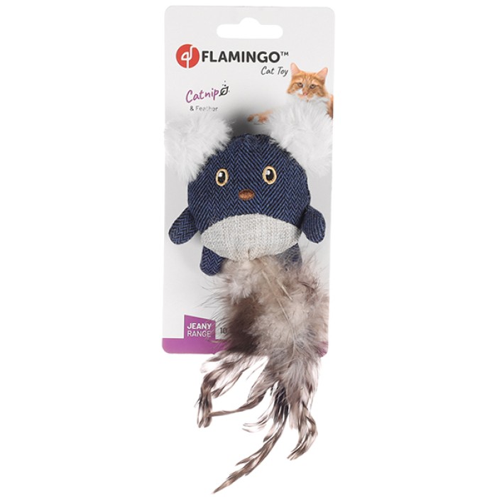 Іграшка для котів Flamingo Jeany Mouse ФЛАМІНГО ДЖИНІ, миша з котячою м’ятою та пір'ям, 20 см