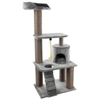 Когтеточка-игровой комплекс для кошек Flamingo Scratching Tree Edan ФЛАМИНГО ЭДАН, серый 85х62х157 см