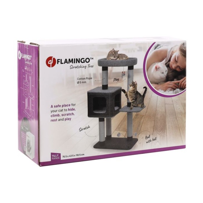 Кігтеточка-ігровий комплекс для котів Flamingo Scratching Tree Fati ФЛАМІНГО ФАТІ, сірий, 75.5х43х110 см