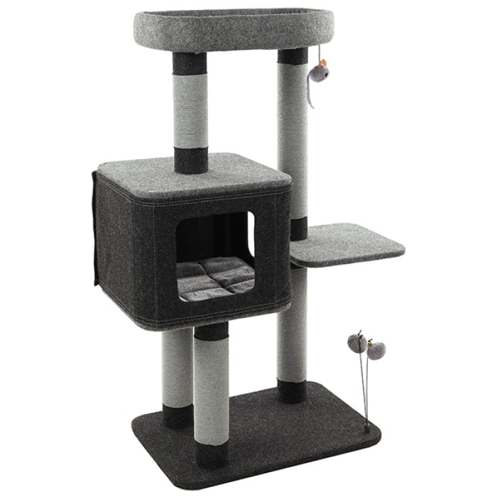 Кігтеточка-ігровий комплекс для котів Flamingo Scratching Tree Fati ФЛАМІНГО ФАТІ, сірий, 75.5х43х110 см