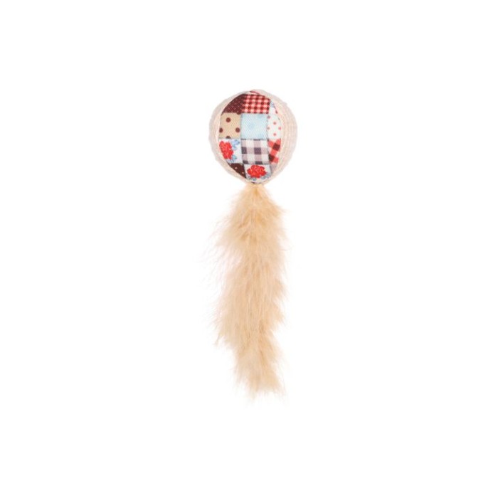 Игрушка для кошек Flamingo Vinta Ball with Feathers ФЛАМИНГО ВИНТА, мяч с кошачьей мятой, шуршащая, 4.5 см