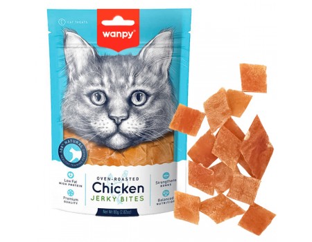 Wanpy Chicken Jerky Bites ВАНПІ ШМАТОЧКИ КУРЯЧІ В’ЯЛЕНІ ласощі для котів, 0.08 кг