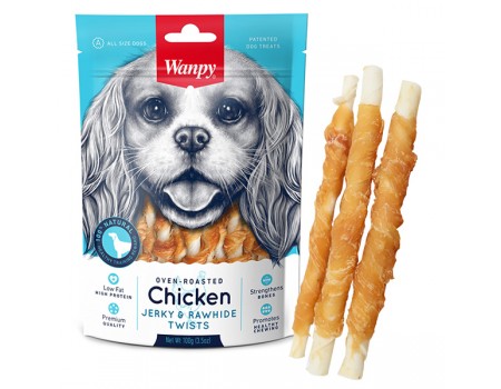 Wanpy Chicken Jerky & Rawhide Twists ВАНПИ ПАЛОЧКА С ВЯЛЕНОЙ КУРИЦЕЙ лакомство для собак, 0.1 кг