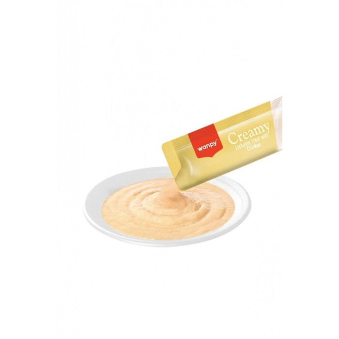 Wanpy Creamy Lickable Treats Chicken ВАНПІ КУРКА рідкі ласощі для котів, 0.07 кг, в пакунку 5 стіків по 14 г 