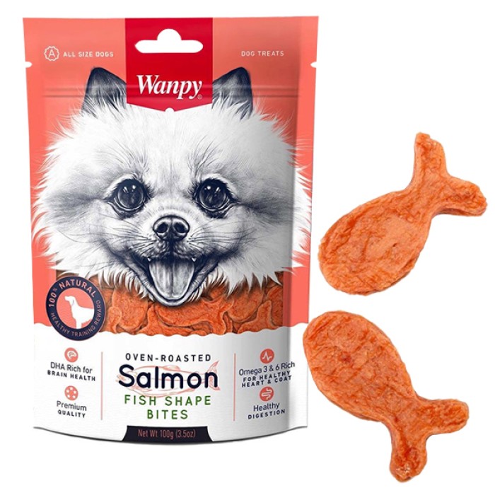 Wanpy Salmon Fish Shape Bites ВАНПИ КУСОЧКИ ЛОСОСЯ РЫБКИ лакомство для собак, 0.1 кг