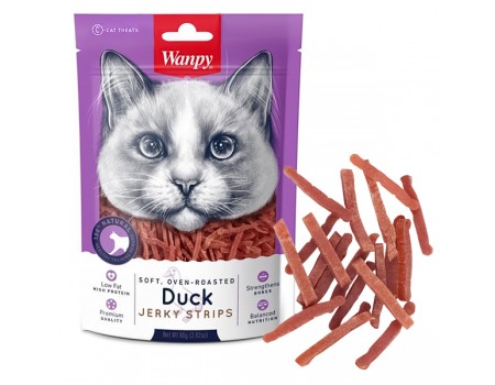 Wanpy Soft Duck Jerky Strips ВАНПІ ФІЛЕ КАЧКИ В’ЯЛЕНЕ СМУЖКИ ласощі для котів, 0.08 кг