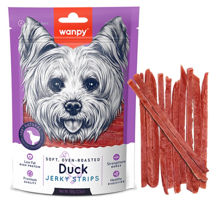 Wanpy Soft Duck Jerky Strips ВАНПІ ФІЛЕ КАЧКИ В’ЯЛЕНЕ СМУЖКИ ласощі для собак, 0.1 кг