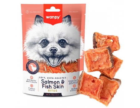 Wanpy Soft Salmon & Fish Skin Bites ВАНПІ М’ЯКІ ШМАТОЧКИ ЛОСОСЯ ласощі для собак, 0.1 кг