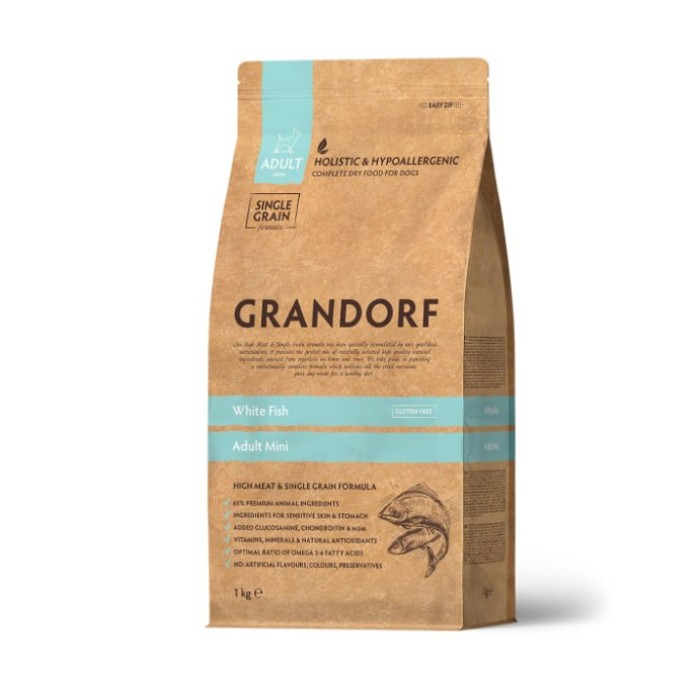 Сухий корм Grandorf White Fish Adult MIni, для дорослих собак малих порід , з білою рибою, 1 кг
