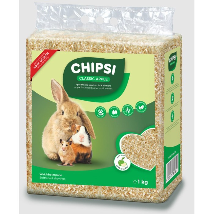 Наполнитель-опилки для грызунов CHIPSI Зеленое яблоко, 15л/1кг