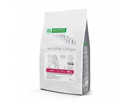 Сухий беззерновий корм Nature's Protection Superior care, для юніорів усіх розмірів з білою шерстю, біла риба, 4 кг