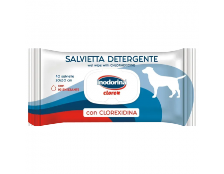 Inodorina Clorex - Вологі очищаючі серветки з хлоргексидином для собак, 40 шт