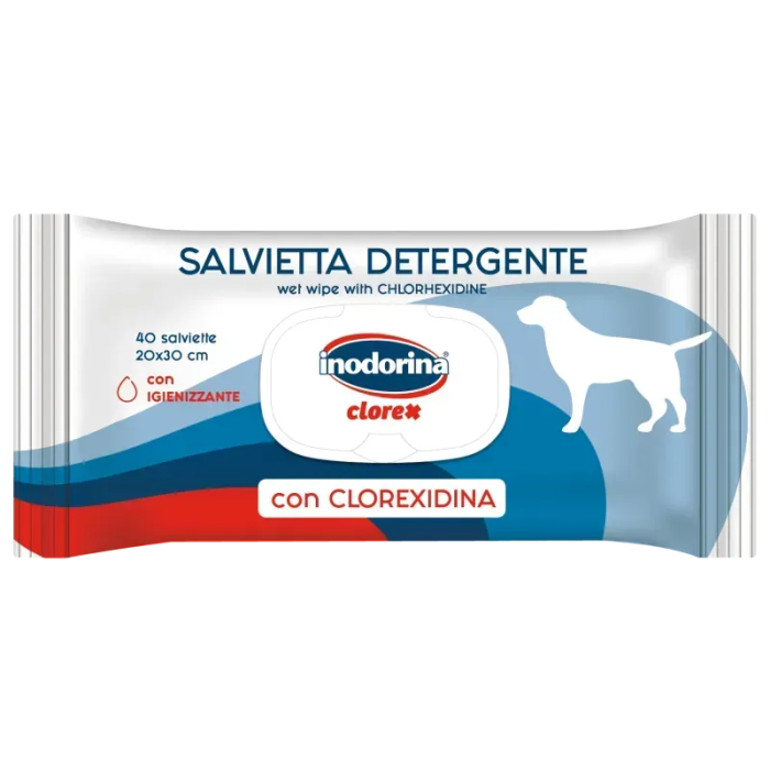 Inodorina Clorex - Вологі очищаючі серветки з хлоргексидином для собак, 40 шт