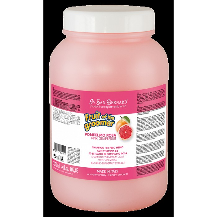Шампунь Iv San Bernard Pink Grapefruit для средней шерсти, с грейпфрутом и витамином В6, 3,25л