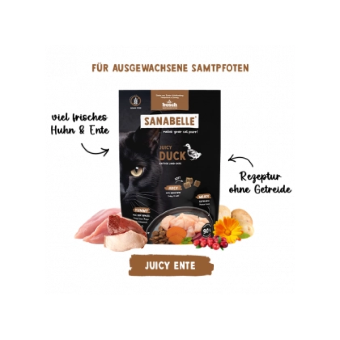 Беззерновий м'який корм Sanabelle Juicy Duck для котів, качка,  250 г