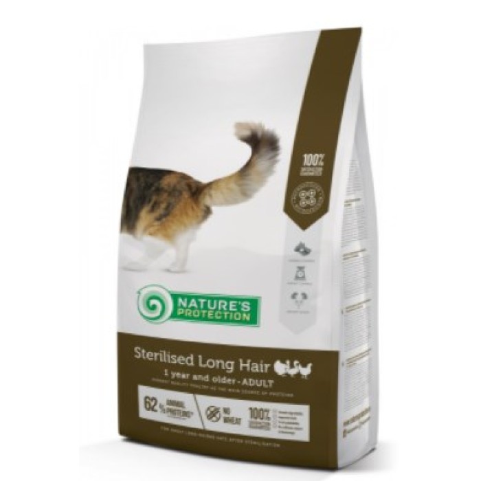 Корм Nature's Protection Steriliset Long hair Adult - для дорослих довгошерстих котів після стерилізації, 0.4 кг