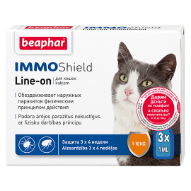 Beaphar Капли IMMO Shield Диметикон Line-on от паразитов для кошек и к..