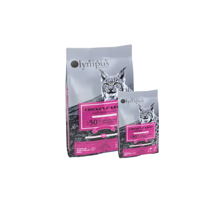 Корм Black Olympus Низькозерновий корм для котів і кошенят Курка та Криль, 8 кг+1,5 в подарунок