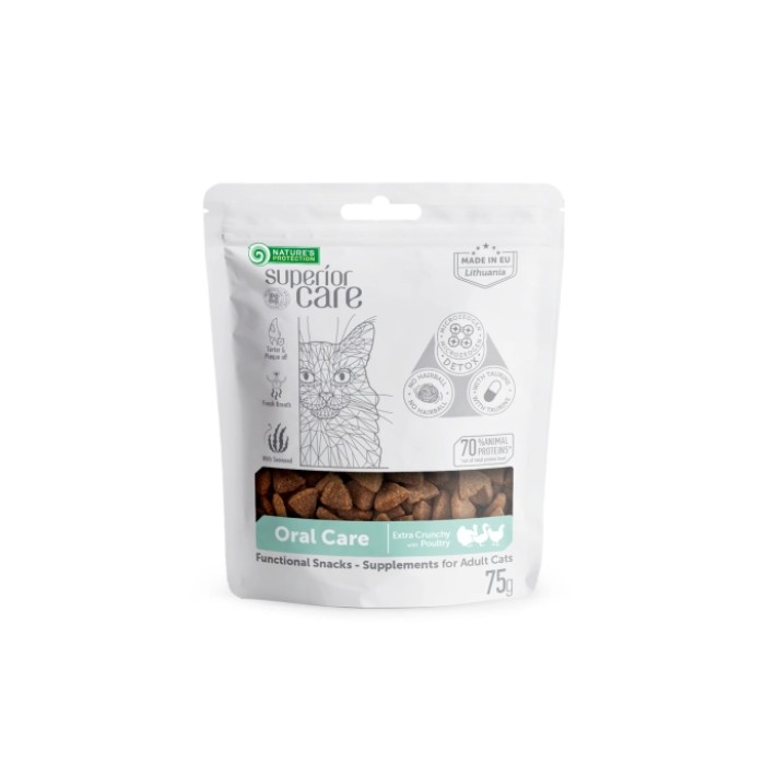 Лакомство для кошек Nature's Protection Superior Care ORAL CARE WITH POULTRY, гигиена полости рта, мясо птицы, 75 г
