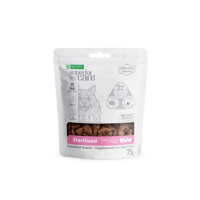 Лакомство для кошек Nature's Protection Superior Care STERILISED WITH POULTRY, для стерилизованных, мясо птицы, 75 г