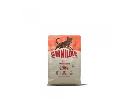 Корм сухой Carnilove True Fresh Beef Sterilised для стерилизованных кошек, говядина, 2 кг