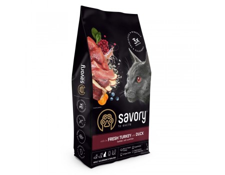 Корм Savory Adult Cat Steril Fresh Turkey and Duck для стерилізованих котів індичка та качка 400г