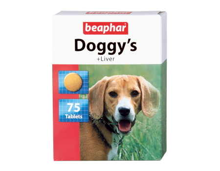 Beaphar Кормовая добавка Doggy’s + Liver со вкусом печени для собак, 75 табл.
