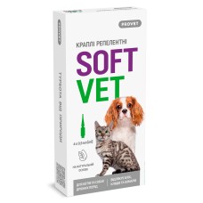 Капли PROVET SOFTVET для кошек и собак мелких пород репеллентные 4 пипетки по 0,5 мл