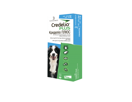 Elanco Credelio Plus противопаразитарные жевательные таблетки для собак от 22кг до 45 кг упаковка (3шт)