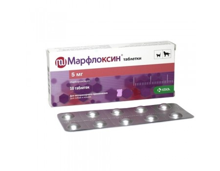 Марфлоксин 5мг антибактеріальні таблетки (марбофлоксацин) 1тб/2,5кг, 10 таблеток, КRКА