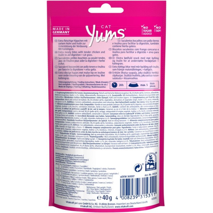 Ласощі для кішок Yums Курка та котяча м'ята, 40 г