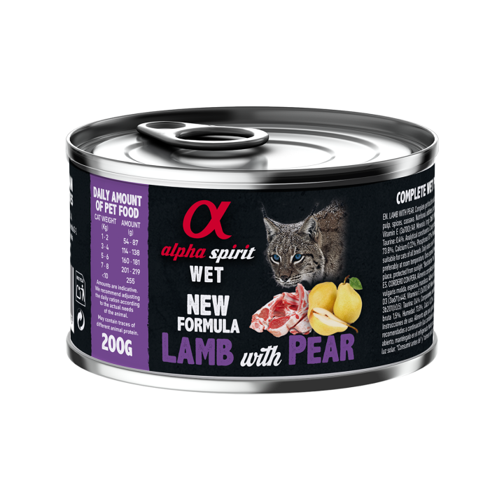 Полнорационный влажный корм Alpha Spirit Lamb With Pear, для взрослых кошек, ягнятина с грушей, 200 г