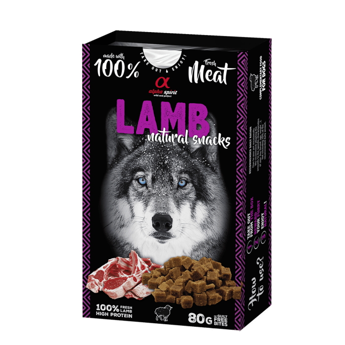 Ласощі для собак Alpha spirit DOG NATURAL SNACK LAMB/ Натурал Снек, ягня, 80 г