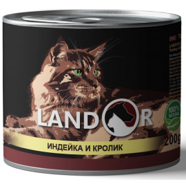 LANDOR ADULT TURKEY & RABBIT Ландор для взрослых кошек с индейкой и кр..