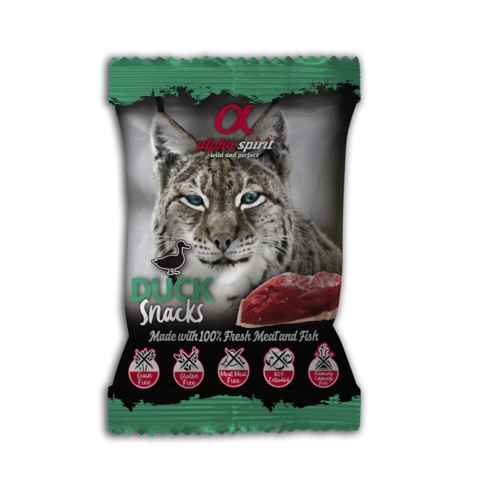 Полувлажное лакомство для кошек Alpha Spirit CAT Snacks Duck, кубики с уткой, 50 г