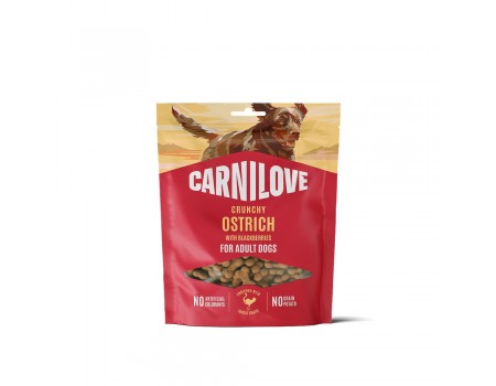 Ласощі Carnilove Crunchy Snack Ostrich with Blackberries для собак хрусткі страус і ожина 200 г