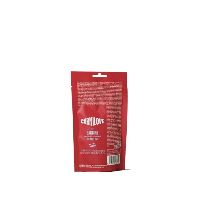 Ласощі Carnilove Soft Snack Sardine with Strawberry для котів м'які сардина і полуниця 50 г