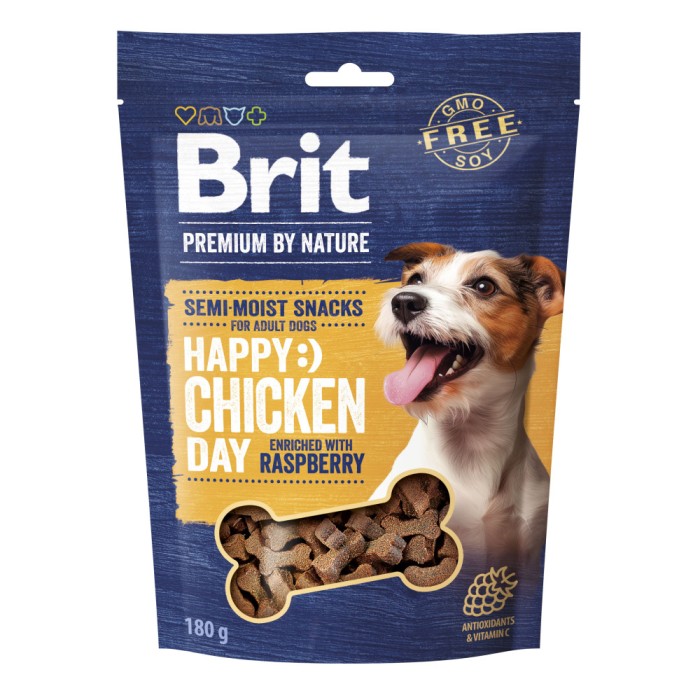Ласощі для собак Brit Premium Semi-moist Snacks Chicken with Raspberry напіввологі з куркою і малиною, 180г