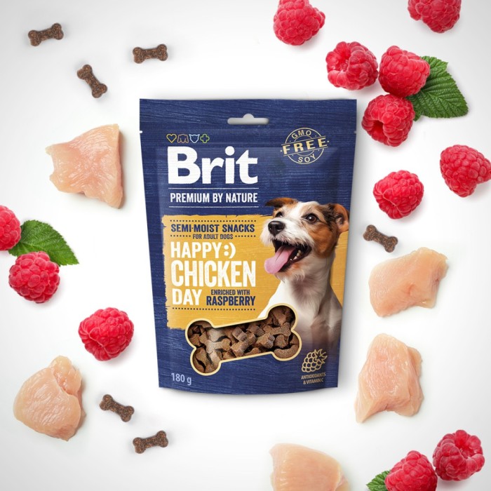 Ласощі для собак Brit Premium Semi-moist Snacks Chicken with Raspberry напіввологі з куркою і малиною, 180г