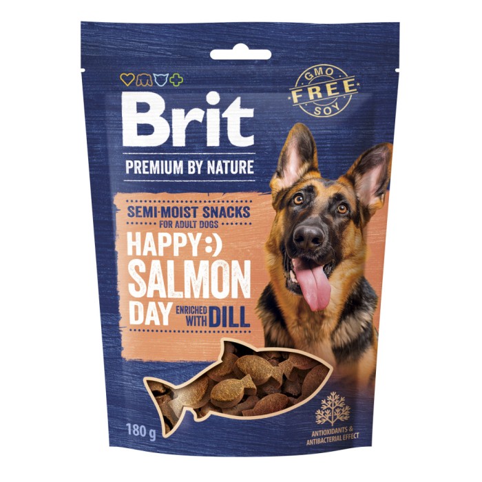 Лакомства для собак Brit Premium Semi-moist Snacks Salmon with Dill полувлажные с лососем и укропом, 180 г
