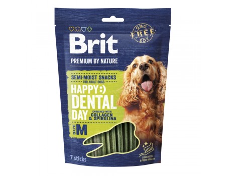 Ласощі для cобак середніх порід Brit Premium Dental Snacks M з колагеном і спіруліною, 180 г