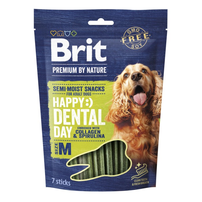 Ласощі для собак середніх порід Brit Premium Dental Snacks M з колагеном і спіруліною, 180 г
