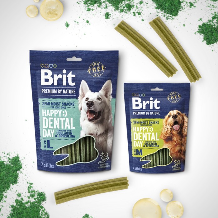 Ласощі для собак великих порід Brit Premium Dental Snacks L з колагеном і спіруліною, 250 г