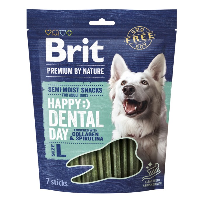 Ласощі для собак великих порід Brit Premium Dental Snacks L з колагеном і спіруліною, 250 г