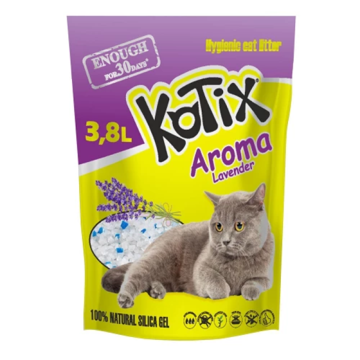 Силикагелевый наполнитель для туалета KOTIX, 3,8 л, с ароматом лаванды