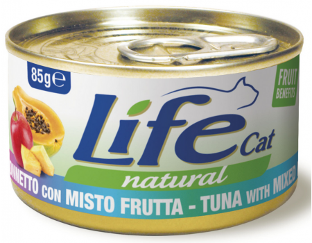  LifeCat Tuna with fruit mix - ЛайфКэт  Дополнительный влажный корм для кошек, 85 гр Тунец с фруктовым миксом