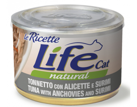  LifeCat leRicette Tuna with anchovies and surimi - ЛайфКэт  Дополнительный влажный корм для кошек, 150 гр Тунец с анчоусами и крабами