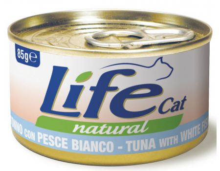  LifeCat Tuna with white fish- ЛайфКэт  Дополнительный влажный корм для кошек, 85 гр Тунец с белой рыбой
