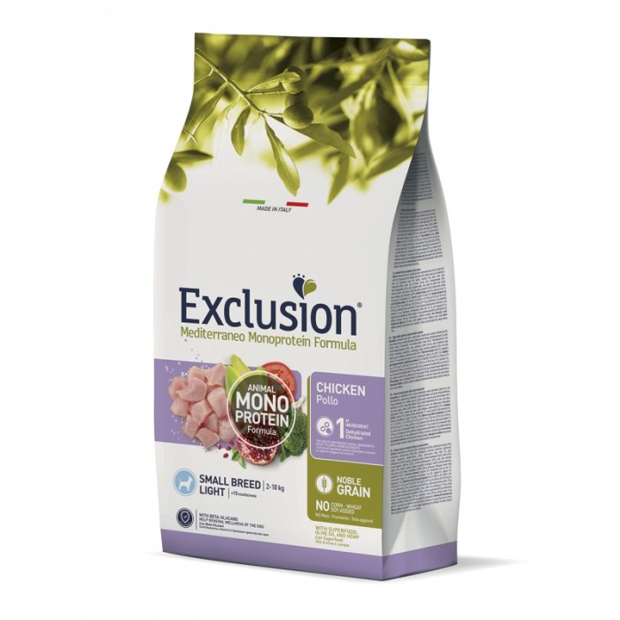 Сухий корм Exclusion Adult Light Chicken Small Breed  для дорослих собак дрібних порід із зайвою вагою або стерилізованих, 2 кг